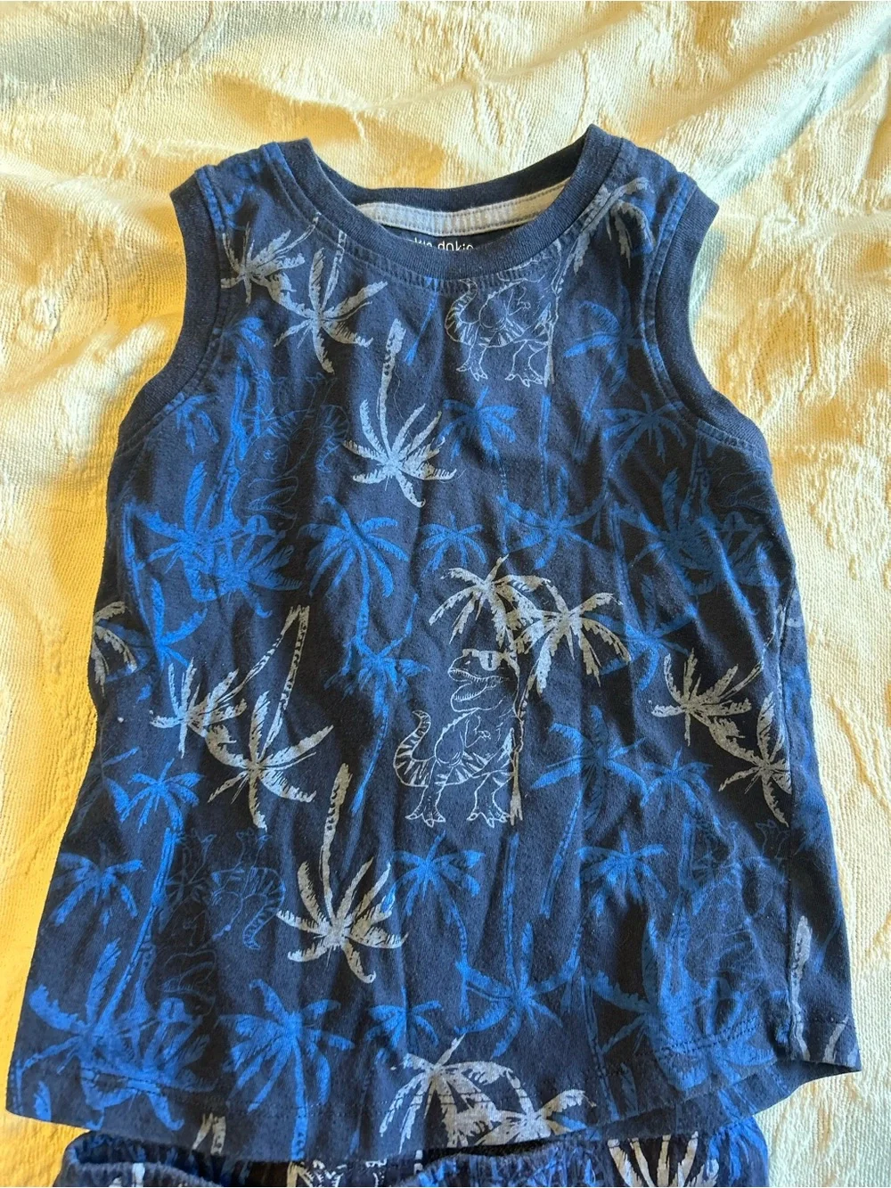 Boys Navy Palm Print Tank & Shorts Set Dinos and Palm Streets Size 5T